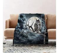 wulipotr Fleece Blanket | Soft Cozy Flannel Throw Blanket | Perfect for Home, Bedroom, Sleepovers & Camping,Owl Perching On A Tree Against The Moon,76x100cm