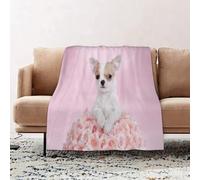 wulipotr Fleece Blanket | Soft Cozy Flannel Throw Blanket | Perfect for Home, Bedroom, Sleepovers & Camping,Cute Chihuahua Puppies Roses Roses Animals Dog Dog Flowers Adorable Affection, F,76x100cm