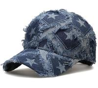 WULIQIUQIU Denim Baseball Cap for Men Women Vintage Distressed Dad Hat | Adjustable Breathable Cotton Sun Visor, Unisex Cap for Hiking Fishing Travel & Daily Wear