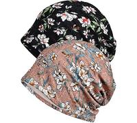 WULIQIUQIU Lace Chemo Beanie Hat for Women Turban Cancer Cap Slouchy Hat H-Pink+Black