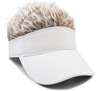 WULIQIUQIU Mens Visor Cap with Fake Hair Novelty Golf Hats Wig Hat Spiked Adjustable Baseball Cap White Brown Hair
