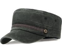 WULIQIUQIU Unisex Cadet Army Caps Retro Washed Military Caps Cotton Flat Top Cap Army Green