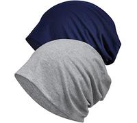 WULIQIUQIU Womens Chemo Beanie Hat Cancer Cap Stretch Slouchy Turban Headwear G-Blue+Grey