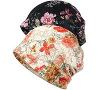 WULIQIUQIU Womens Chemo Beanie Hat Cancer Cap Stretch Slouchy Turban Headwear J-Black+Pink