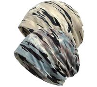 WULIQIUQIU Womens Chemo Beanie Hat Cancer Cap Stretch Slouchy Turban Headwear S-Blue+Khaki