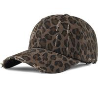 WULIQIUQIU Women's Leopard Print Baseball Cap Retro Mommy Hat Adjustable Sun Hat Dark Leopard