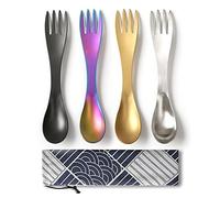 Wulisan 2 in 1 Spoon Fork Combo Utensil 4pk Spork Set, 4 Mixed Color