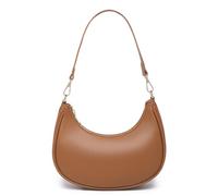 WuliTown Shoulder Bags for Women, Cute Hobo Tote Handbag Mini Clutch Purse with Zipper Closure, 02 Brown