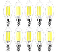 WULUN 10 Pack 6W E14 Bulb Candle LED Flame Candle 6500K Cool White，6W 600Lumens，Equivalent Bulbs Incandescent Halogen 60W，Dimmable，AC220-240V