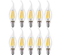 WULUN 10 Pack 6W E14 Bulb Filament LED Flame Candle 2700K Warm White Equivalent Bulbs Incandescent Halogen 60W Dimmable AC220-240V