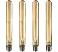 WULUN 4-Pack Long Tubular Wire Filament Vintage Light Bulb E27 4W, Replace 40W Halogen White Light Bulb, 220-240V AC, 2200K Warm White 400LM, Non Dimmable (Amber)