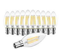 WULUN 4W B15 Filament LED Candle Bulb Edison Vintage B15 Bayonet Cap Warm White 2700K 400LM 40W Incandescent Bulbs Equivalent Non-Dimmable No Flicker 10-Pack