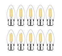 WULUN 4W B22 Filament LED Candle Bulb Edison Vintage B22 Bayonet Cap Warm White 2700K 400LM 40W Incandescent Bulbs Equivalent Non-Dimmable No Flicker 10-Pack