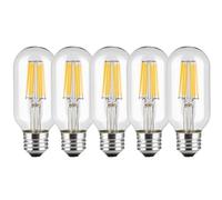 WULUN 5-Pack E27 T45 LED Edison Bulb 6W 600 LM,2700K Warm White,60W Incandescent Replacement,Vintage LED Decorative Light Bulb T45 Crystal Glass Tubular Bulb,Non-dimmable