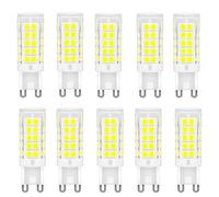 WULUN 5W G9 Led Bulbs, Equivalent to 50W, 500lm, 6000K Cool White, AC 220-240V, No Flicker, Non-Dimmable, Energy Saving, for Chandeliers Home Lighting Decor, 10 Pack