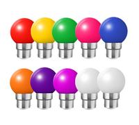 WULUN B22 Bayonet Coloured LED Bulbs, G45 Globe Bulb, 2W Equivalent to 20W, for Outdoor Indoor, Wedding, Christmas, Party, Red Yellow Blue Orange Pink Purple Cool White Warm White Deep Purple, 10 Pcs