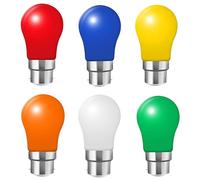 WULUN B22 Coloured LED Light Bulbs, A50 Pear Shaped Lights, 3W Equivalent to 30W Halogen Lights, for Outdoor Indoor, Wedding, Christmas, Party, Red Orange Yellow Green Blue Warm White, 6 Pcs