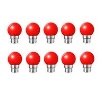 WULUN B22 LED Bulb 2W Equivalent 20W Colored Red Bayonet G45 Mini Globe Bulb for Outdoor Terrace Christmas Garland, Pack of 10