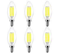 WULUN E14 LED Candle Bulbs, C35 Dimmable Cool White 6500K 6W LED Filament Bulbs 60W Incandescent Equivalent AC220-240V
