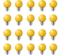 WULUN E27 Coloured Bayonet Light Bulbs,2W G45 Golf Ball Mini Globe Bulb,Equivalent 20W Incandescent Bulbs,for Outdoor Patio Party Christmas Lights, Yellow, 20 Pack