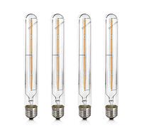 WULUN E27 T30 Long Tube Retro Edison LED Bulbs, 40 Watt Equivalent, 3000K Warm White, Decorative Light Bulb, Retro Chandelier, Wall lamp, Desk lamp, Non-Dimmable, AC 220-240V, Pack of 4