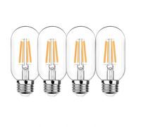WULUN E27 T45 LED Edison Bulb, 40 Watt Equivalent, 400 LM, 3000K Warm White, E27 Screw Vintage LED, Decorative Light Bulb, T45 Crystal Glass Tubular Filament Bulb, Non-dimmable, 4 Packs