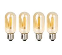 WULUN E27 T45 Retro Rounded Rectangle LED Bulbs, Amber Glass,6 Watts，220-240V, 2700k Warmwhite, Decorative Light Bulb, Retro Chandelier,Wall lamp, Desk lamp,Pack of 4