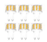 WULUN G9 Light Bulbs, Flat Round, 52 LED Chips, 5W Equivalent 50W Halogen, 500LM Soft Warm White 3000K, AC220V-240V, Non-Dimmable, 6 Pack