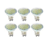 WULUN GU10 LED Light Bulb, 60 LEDs, 5W Equivalent Halogen 50W, 2700 Kelvin Warm White Spotlight, MR16 with Glass Cover, 500 Lumens, 120° Beam Angle, Non-Dimmable, 6-Pack