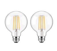 WULUN LED E27 Edison Screw Globe G80 Bulb 4W, Equivalent 40W, Clear Filament Glass, 2700K Warm White, 400 Lumen, 360° Beam Angle, Not Dimmable, Pack of 2