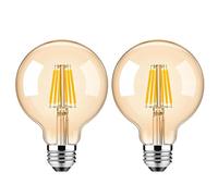 WULUN LED E27 Edison Screw Globe G80 Bulb, 6W Equivalent to 60W, Smoked Gold Glass, LED Filament, 2700K Warm White,Pack of 2