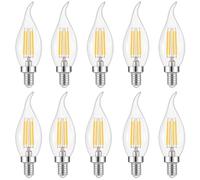 WULUN Pack of 10 4W LED Flame Filament Candle Light Bulb,E14 Edison Screw Classic Candle Bulb,AC220-240V,Warm White 2700K 400LM,40W Equivalent Incandescent Replacement