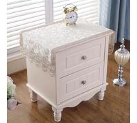 Wuluwala Small Rectangular Nightstand Tablecloth Lace Embroidery Jacquard Bedside Table Tablecloth Dust Cover for Wedding Holiday Festival Party Home Decorations