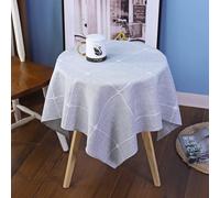 Wuluwala Small Square Cotton Linen Tablecloth Boho Tablecloth Rustic Table Cover with Embroidered Plaid Tabletop Decor for Thanksgiving Outdoor Farmhouse Kitchen Party Birthday Gray 120x120cm