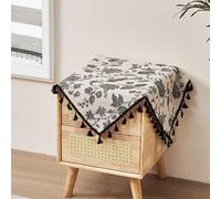 Wuluwala Square Small Bedside Tablecloth Nightstand Cover for Bedside Table Floral Nightstand Tablecloth with Tassels Farmhouse End Table Cover for Living Room Dresser Tabletop Decoration 60x60cm