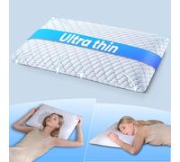 Wuly4ever Ultra Thin Memory Foam Pillow 2.25 inch for Stomach Sleepers, Low Profile Flat Pillow for Minimal Height Support, Slim Pillow With Removable Cooling Cover, 60×40×5.7cm