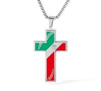 WULZST Love and Peace World Series Cold Enamel Hand-Painted and Polished Cross Pendant Necklace for Men Women Metal Stainless Steel Cross Pendant Necklace, Stainless Steel, No Gemstone
