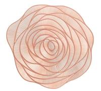 WUMEIJIAJU Set of 4 Round Rose Gold Placemats 15 Inch Vinyl Heat Resistant Table Setting for Dining Table Party Wedding Holiday Decoration