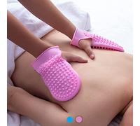 Wumimi 2 Pairs Professional Massage Mitts, Silicone Body Massage Gloves, Two-sided Gentle Body Exfoliating Brush for SPA Massage Skin Care, Anti Cellulite Lymphatic Drainage Tool, Back Scrubber (pink)