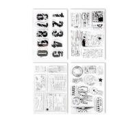 Wumuzai 4 Themes Ticket Postcard Clear Stamps, Silicone Transparent Retro Rubber Stamps, Reusable Vintage Journal Seal for Card Making DIY Crafting Scrapbook Photo Decoration (A)