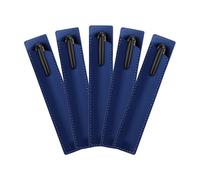 WUMUZAI 5 Pack PU Leather Pen Sleeve Single, Small Fountain Pen Pouch, Pocket Pen Holder Carrying Case, Protective Cover Organizer for Ballpoint Stylus Touch Pen Pencil (Blue)