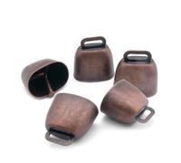 Wumuzai 5 Pack Small Brass Grazing Copper Bells, Mini Cow Sheep Bells for Dogs, Cattle Goat Horse Farm Loud Bells, Noise Makers Anti-Theft Accessories for Christmas Decoration, Red Bronze