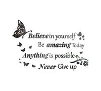 Wumuzai Large Positive Quotes Mirror Wall Stickers Decor, Inspirational Wall Decals Peel and Stick, Motivational Words of Affirmation Wall Art for Family Mirrors Hallway Office, Black