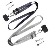 WUMZIRA Mobile Phone Chain Universal 2 Packs Set - 2 Adjustable Collar Lanyard, 2 Durable Patches, Lanyard Neck Strap Compatible with Most Mobile Phone Strap Cord Chain (without Case) - Navy Blue