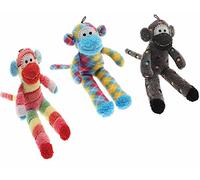 WUNDAPETS 3 PACK DEAL SOFT PLUSH SOCK MONKEY SQUEAKY DOG TOYS