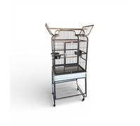 WUNDAPETS THIRLMERE MEDIUM BIRD PARROT CAGE ANTIQUE BLACK WHITE BASE ON WHEELS