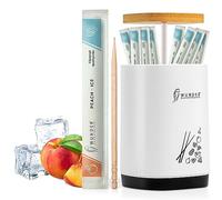Wunder Flavoured Toothpicks - 100 Individually Wrapped + Bamboo Dispenser - Peach Ice - Fresh Breath & Healthy Oral Care