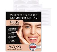 WUNDERTAPE Slip-on Eyelid Stripes Clear & Strong Slip-On Eyelid Tape Strips for Eyelid Lifting without Surgery (Waterproof, 24-Hour Hold, Double Eyelid Lifting Tapes) Eyelid Tape (120 M + L + XL)