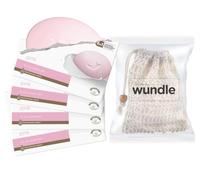Wundle Bundle Soap Saver Exfoliating Pouch with 4 x Moisturising Soap Bars (Pink)