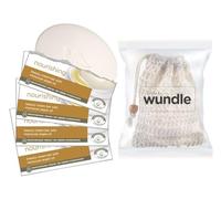 Wundle Bundle Soap Saver Exfoliating Pouch with 4 x Nourishing Moisturising Soap Bars (Morrocan Argan Oil)